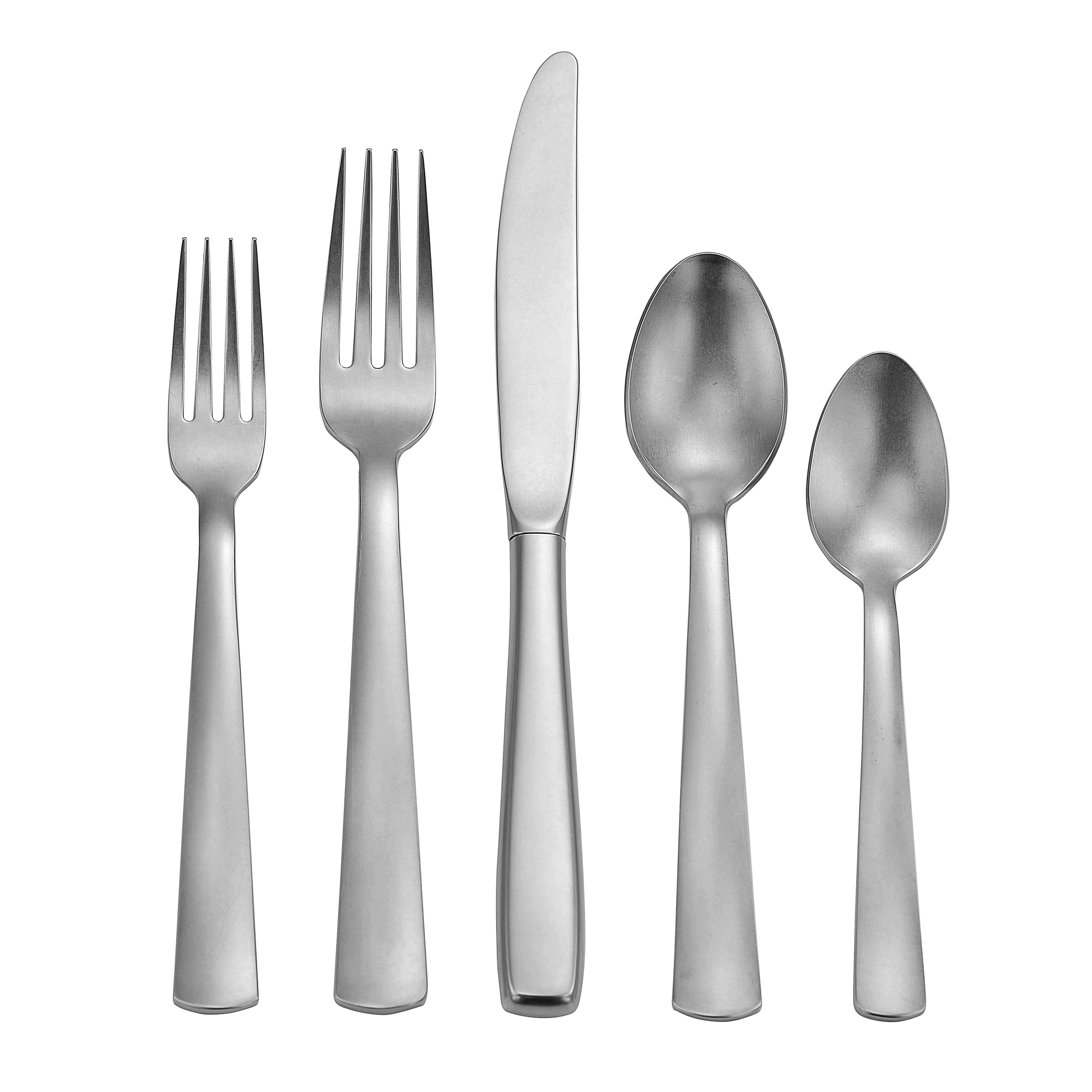 American Industrial 45 Piece Flatware Set featuring a contemporary design with tumbled finish