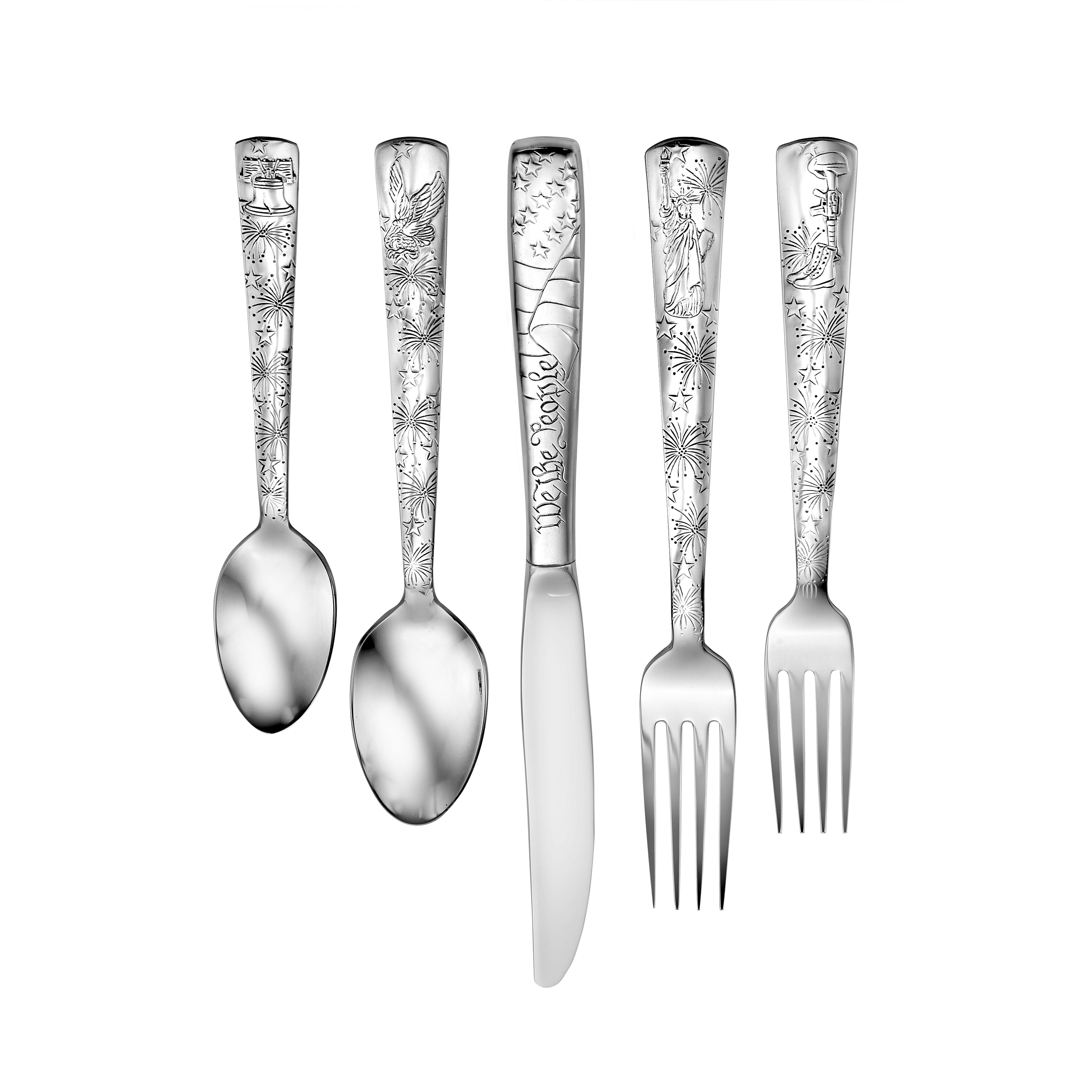 Liberty 65 Piece Flatware Set featuring patriotic designs